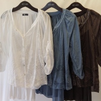 Camisa voile bordado con detalles pallietes