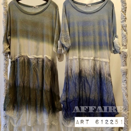 Vestido hilo degrade con falda seda natural